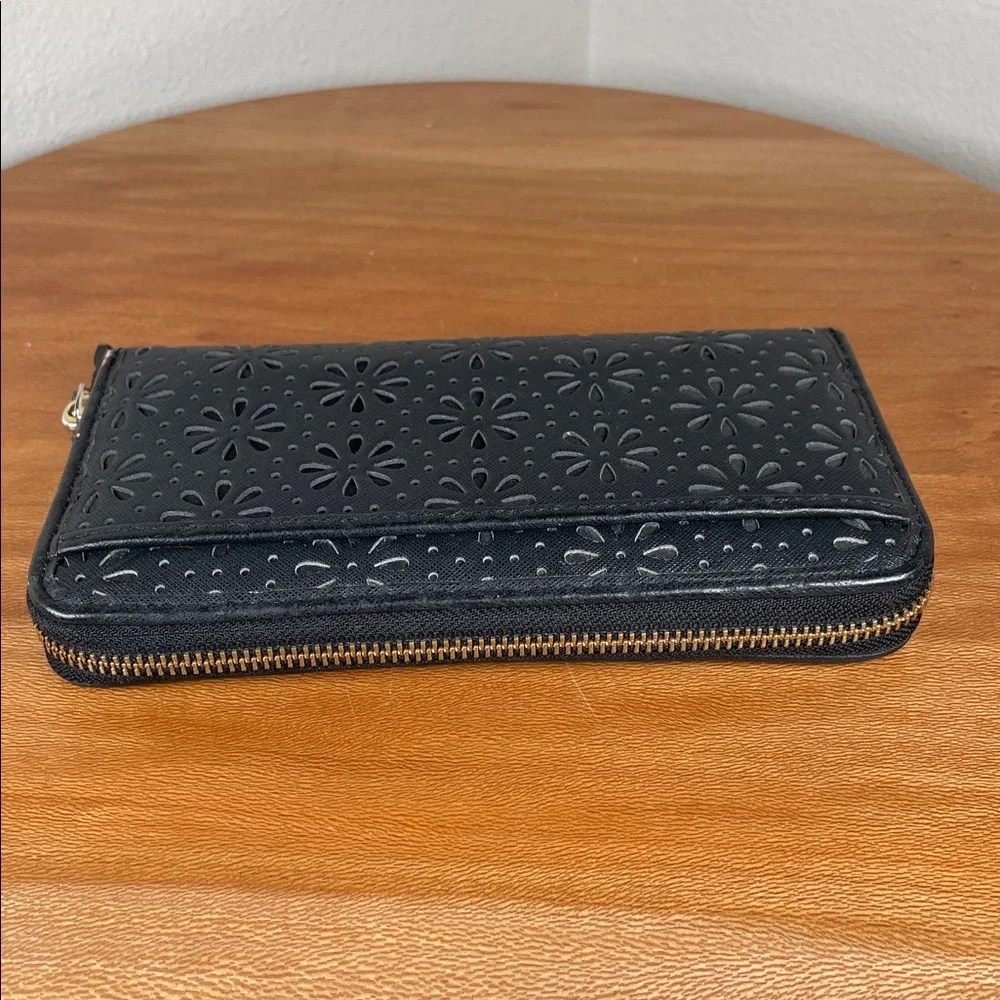 KATE SPADE New York Cedar Street Perforated Lacey Wallet Black Leather